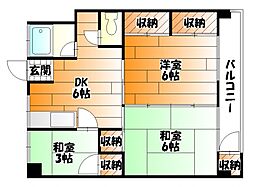 西本ビル 3DKの間取図画像