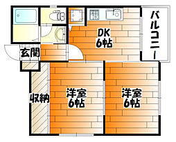 エトワール榎町 2DKの間取図画像