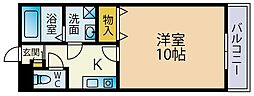 ウィンハイム 2階1Kの間取り