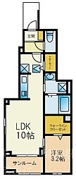 ラメゾン385 105 1階ワンルームの間取り
