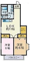 セントラルハイツ 2LDKの間取図画像