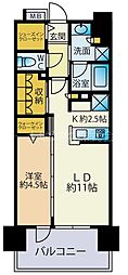 エクセレントシティ千葉 THE RISE 1LDKの間取図画像