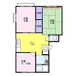 ヴェルフォーレ北野B 3DKの間取図画像