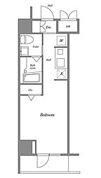 都営大江戸線 西新宿五丁目駅 徒歩3分の賃貸マンション 5階ワンルームの間取り