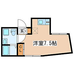 京王線 初台駅 徒歩5分の賃貸マンション 1階ワンルームの間取り