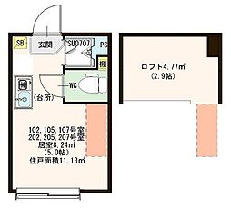 東京メトロ丸ノ内線 南阿佐ケ谷駅 徒歩10分の賃貸マンション 1階ワンルームの間取り