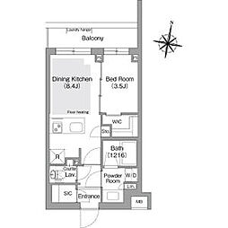 東京メトロ東西線 落合駅 徒歩8分の賃貸マンション 3階1LDKの間取り