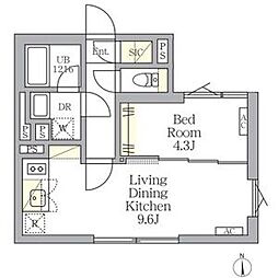 東京メトロ丸ノ内線 中野新橋駅 徒歩3分の賃貸マンション 3階1LDKの間取り