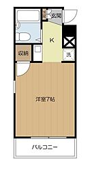 JR中央線 西荻窪駅 徒歩5分の賃貸マンション 2階ワンルームの間取り