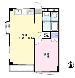 JR中央線 高円寺駅 徒歩10分の賃貸マンション 1階2DKの間取り