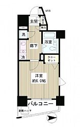 東京メトロ丸ノ内線 新中野駅 徒歩7分の賃貸マンション 11階1Kの間取り