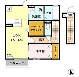 JR中央線 西荻窪駅 徒歩15分の賃貸アパート 2階1LDKの間取り