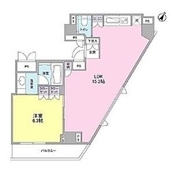 都営大江戸線 西新宿五丁目駅 徒歩4分の賃貸マンション 12階1LDKの間取り