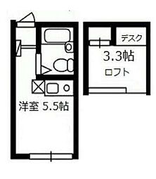 JR中央線 吉祥寺駅 徒歩13分の賃貸アパート 2階ワンルームの間取り