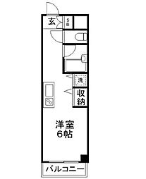 西武新宿線 新井薬師前駅 徒歩13分の賃貸マンション 2階ワンルームの間取り