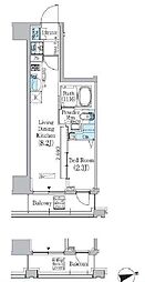 JR総武線 東中野駅 徒歩1分の賃貸マンション 3階1LDKの間取り