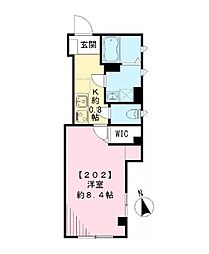 JR中央線 高円寺駅 徒歩14分の賃貸マンション 2階1Kの間取り