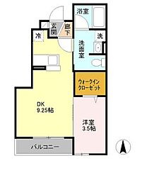 東京メトロ丸ノ内線 中野新橋駅 徒歩19分の賃貸アパート 1階1LDKの間取り