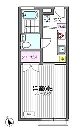 東京メトロ丸ノ内線 中野坂上駅 徒歩9分の賃貸アパート 2階1Kの間取り