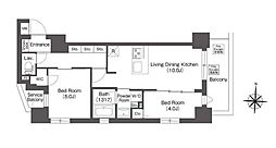 東京メトロ丸ノ内線 新高円寺駅 徒歩4分の賃貸マンション 3階2LDKの間取り