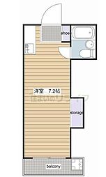 京王井の頭線 永福町駅 徒歩19分の賃貸アパート 2階ワンルームの間取り