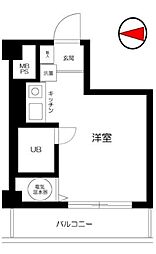 東京メトロ丸ノ内線 中野坂上駅 徒歩5分の賃貸マンション 2階ワンルームの間取り