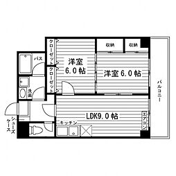エンフォート高幡 8階2LDKの間取り
