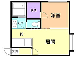 パールセント413 1LDKの間取図画像