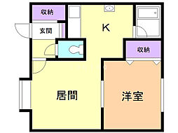 ジュリD 1LDKの間取図画像