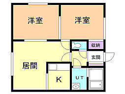リバーサイド花 2LDKの間取図画像
