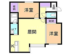 ベルフラワーD 2LDKの間取図画像