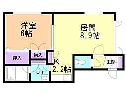 セミュールウェスト 1LDKの間取図画像