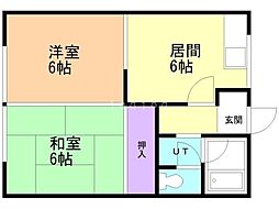 第2大雪マンション 2DKの間取図画像
