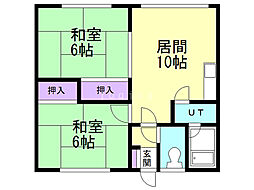 南6条ハイツB 2LDKの間取図画像