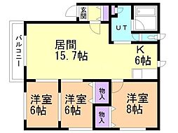 グランデ2 3LDKの間取図画像