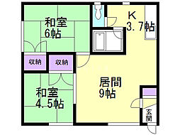 中垣コーポ 2LDKの間取図画像
