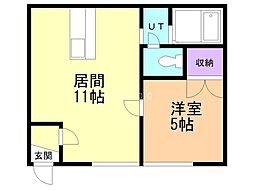 コーポ錦 1LDKの間取図画像