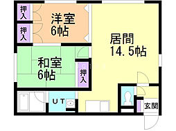 サンライズハイツ 2LDKの間取図画像