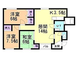 ピット・3 3LDKの間取図画像