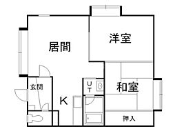 グランデージ1 2LDKの間取図画像