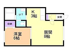 ヴァンクレールA 1LDKの間取図画像