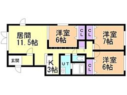 エピ74 3LDKの間取図画像