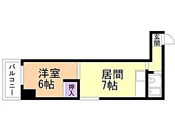 ラシアール2条通 1DKの間取図画像