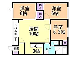 サウス625 3LDKの間取図画像