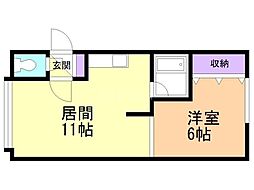 エクセル・シオールB 1LDKの間取図画像