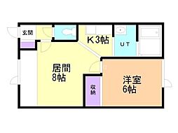 リバーハイツ5・1 1LDKの間取図画像