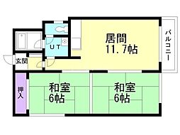 コシコーポラス 2LDKの間取図画像