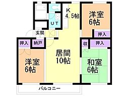 テレパレス旭川春光1 3LDKの間取図画像