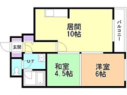 ゴトーハイム 2LDKの間取図画像