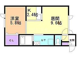 サンライフ東光 1LDKの間取図画像